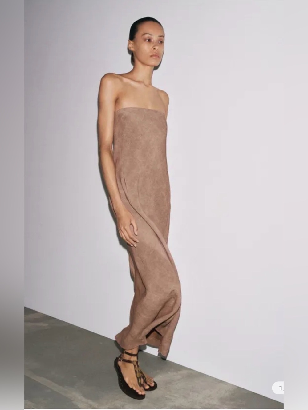 ZARA Strapless Brown Maxi Dress Small